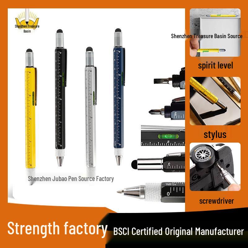 6-in-1 Multi-functional Tool Pen: Touchscreen Stylus, Double-ended Screwdriver, Ruler, Metal Ballpoint