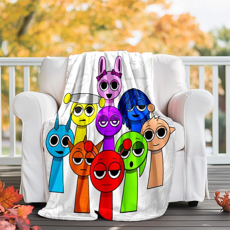 1pc SPRUNKI1 Theme Blanket - Digital Print, Polyester, Cozy for All Seasons, Perfect for Outdoor, Camping, and Travel