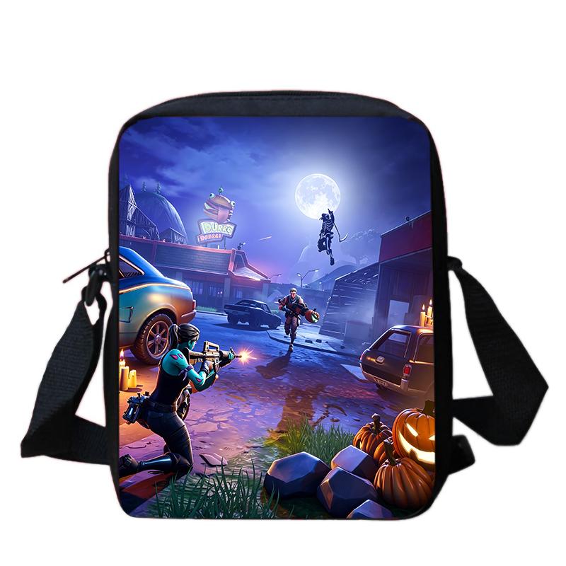 Легкая кросс-боди сумка через плечо в стиле мультфильма Fortnite, Унисекс, для детей 6-14 лет, Портативная, с принтом игры, Ежедневная маленькая сумка для хранения