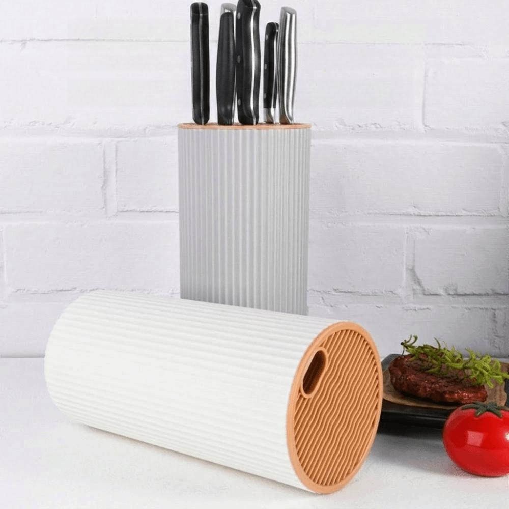 Flexible Inserted Design Kitchen Cutter Holder Ribbed Round Universal Cutter Block Breathable Vertical Kitchen Cutter Organizer