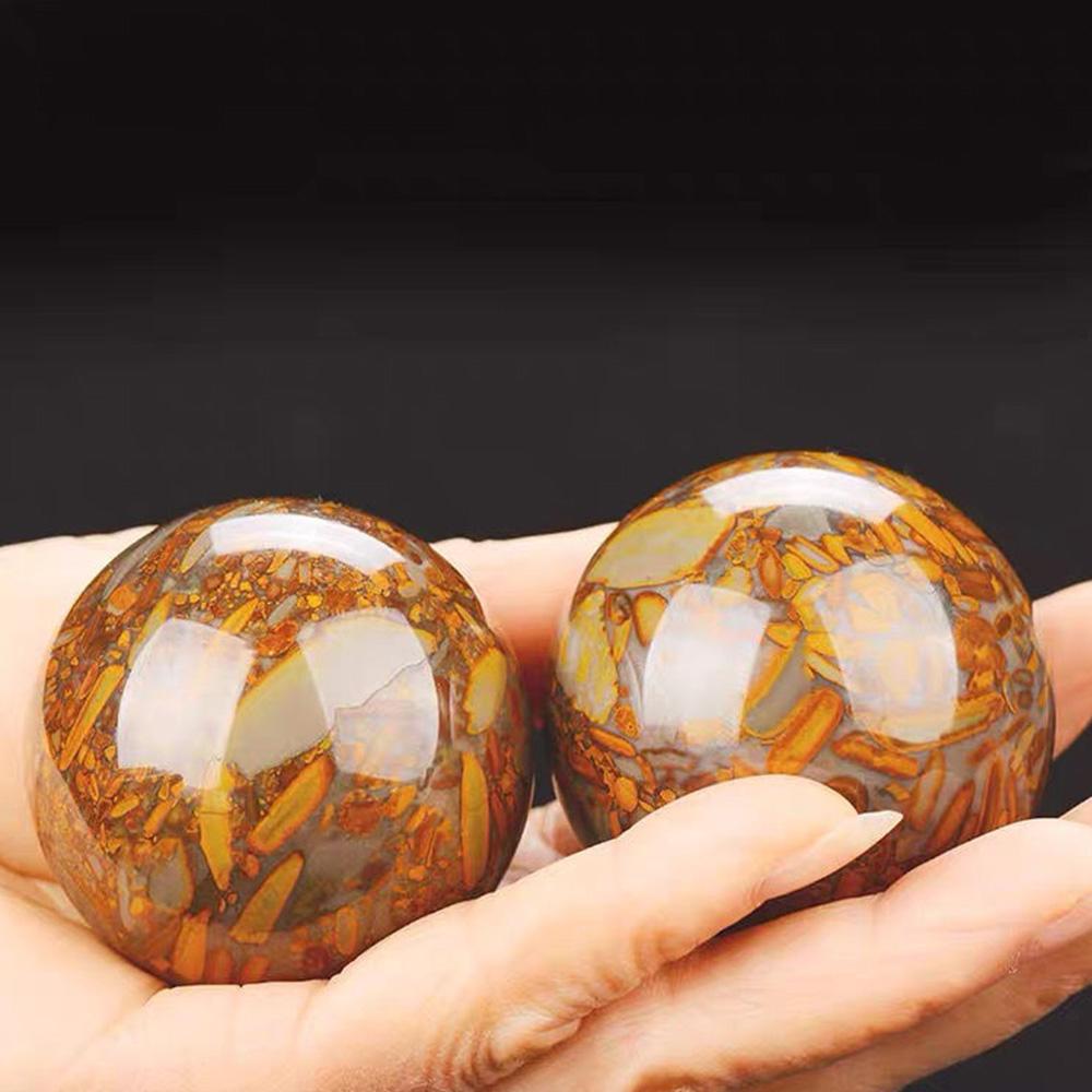 50mm Natural Polished Nuwa Stone Crystal Ball Specimen Healing Health Exercise Stress Handball 1Pairs