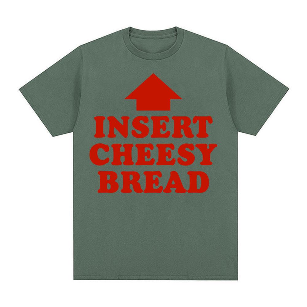 Vintage Funny Insert Cheesy Bread Meme Graphic T-shirt Men Women Fashion Short Sleeve T-shirts Cotton Comfort Oversized T Shirts