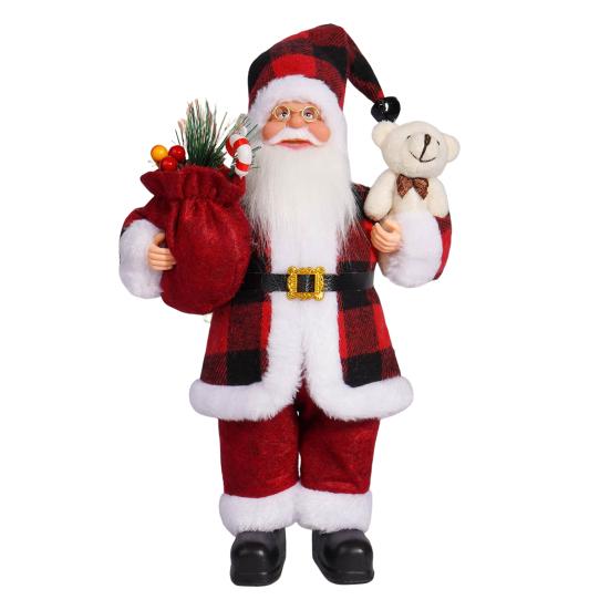 Рождественская кукла Санта-Клауса, украшение, 12 дюймов, плюшевая стоящая Санта-Клаус, держащая подарки, фигурка, Рождество
