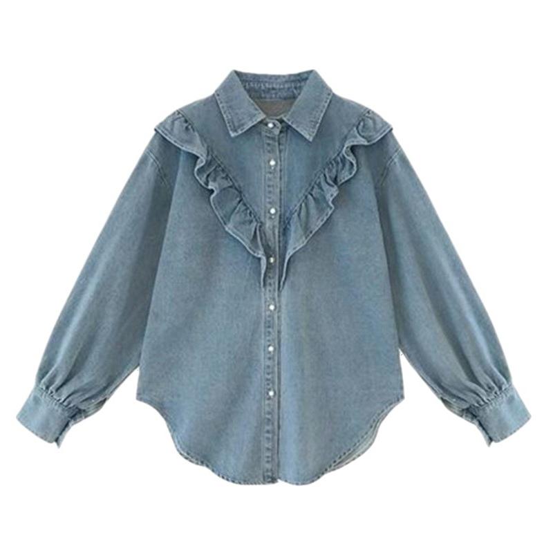Women's Denim Shirt Loose Double Pocket Long Sleeved Versatile Casual Coat Shirt Women Fashion Jean Jackets Spring Autumn Trend 2025