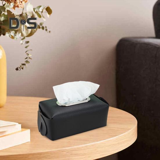 Square Tissue Box Holder Solid Color Large Capacity Foldable Design Easy Assembly Countertop Tissue Case Cover