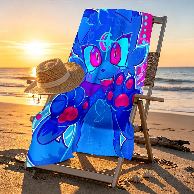 Cosmic Bot Crew Print Beach Towel Design, Soft, Lightweight. for Home Bathroom, Spa, Pool, Yoga, Surfing, Camping, Gift for Family, Friend