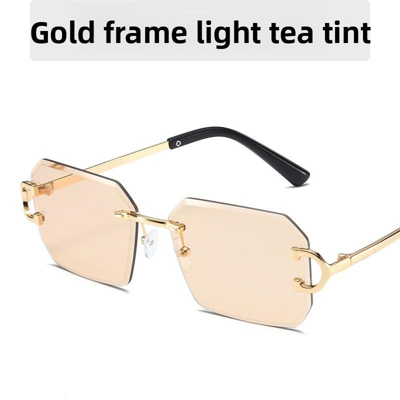 Unisex Geometric Metal Frame Sunglasses With Tinted Ac Lenses For Trendy Street Style