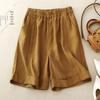 2024 Women's High Waist Cotton Linen A-Line Shorts: Summer Thin, Elastic, Wide Leg, Casual Mid-Length