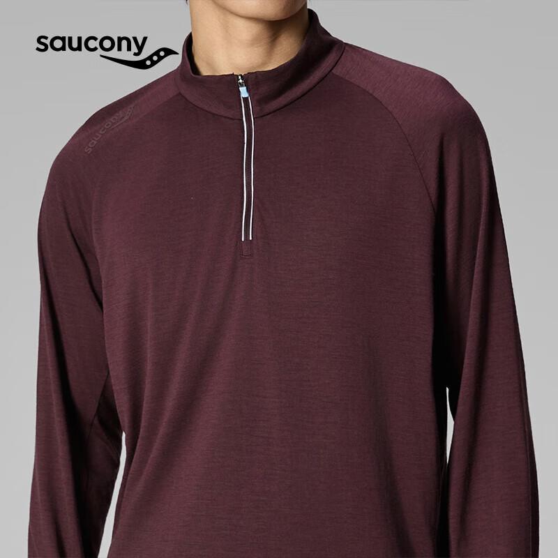 SAUCONY Мужской топ с полумолнией и длинным рукавом из смесовой шерсти