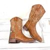 New Style Fashion Retro Brown Cowboy Boots for Women Comfortable Square Toe Embroidery Mic-calf Western Boots Shoes Big Size
