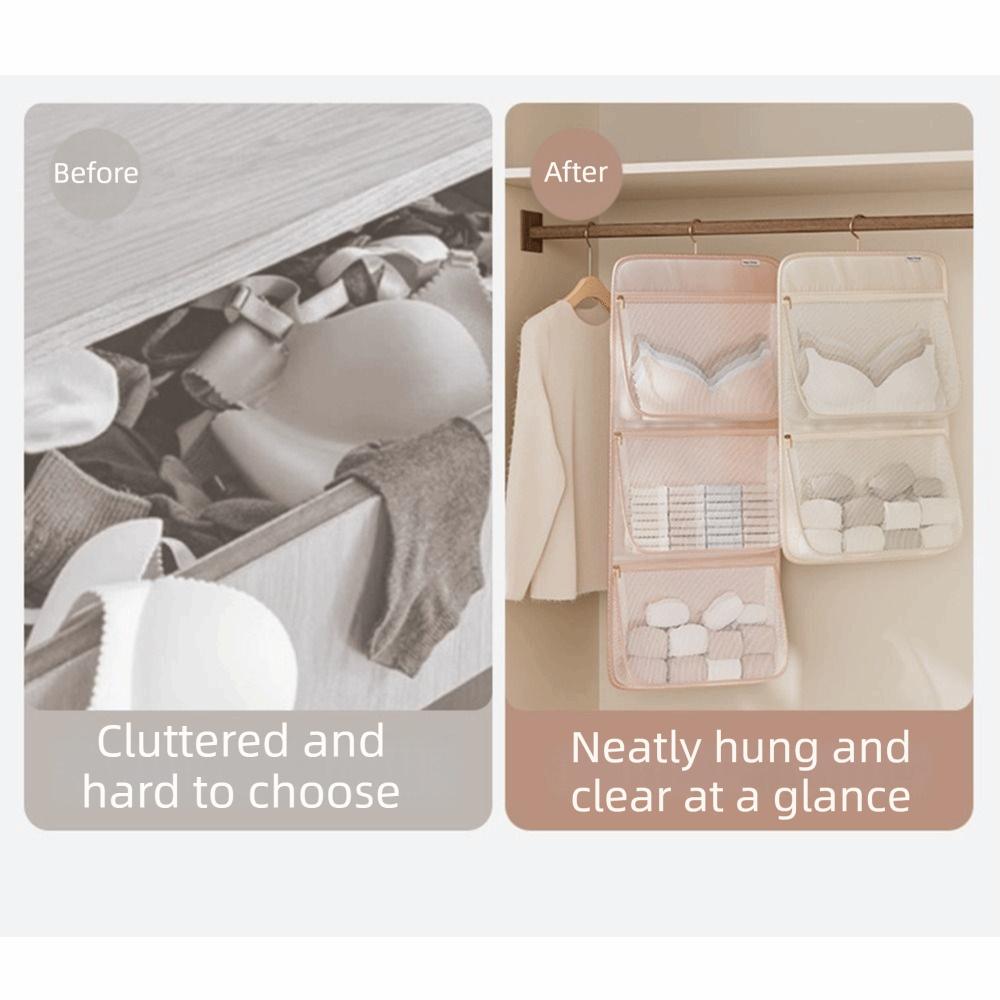 Zippered Hanging Clothes Organizer Large Capacity Closet Socks Dispenser Home Wardrobe