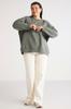 Women's Style Big Size Sweatshirt Barborabb Soft Comfort Fit Round Collar Green Plus Size Sweatshirt With Fleece Inside