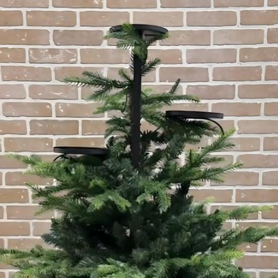 Christmas Tree Topper Candle Holder 3-Tier Metal Triple Candle Tree Topper Shelf Candelabra Indoor Light-up Xmas Tree Topper Decoration