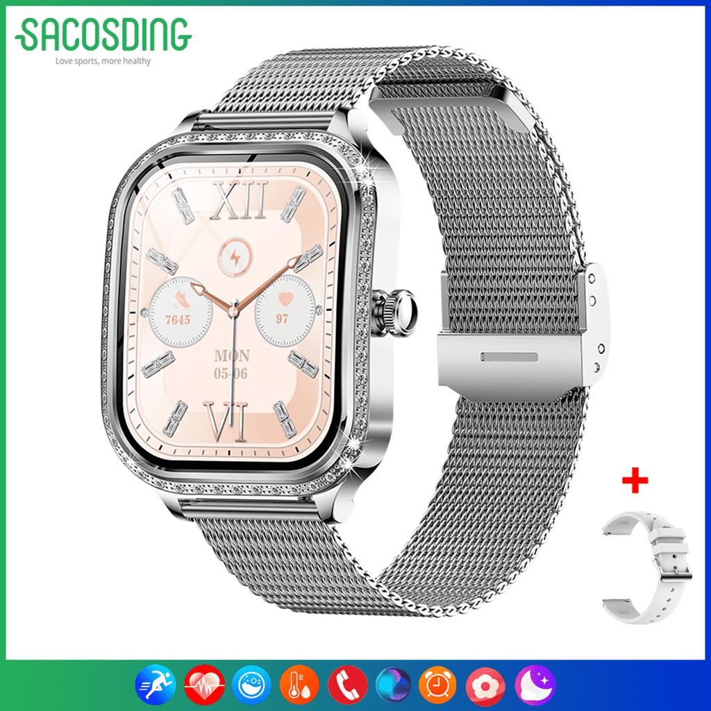SACOSDING женские роскошные умные часы Diamond женские 1,75 дюйма Bluetooth Call AI Voice Health Monitor фитнес-трекер умные часы
