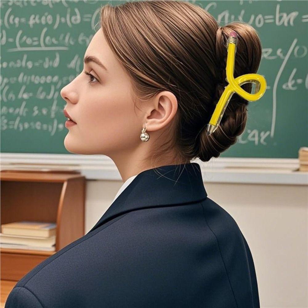 Novelty Pencil Hair Clips Cute Metal Barrettes Fashion teacher hair clips Classroom