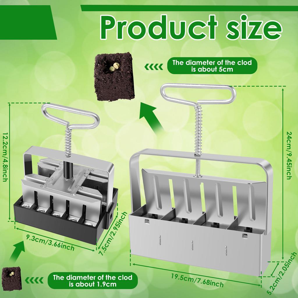 2 шт. Блокировщик почвы 4 ячейки / 20 ячеек Изготовитель почвенных блоков с зажимом Ручной инструмент для изготовления семенных блоков с ручкой из нержавеющей стали