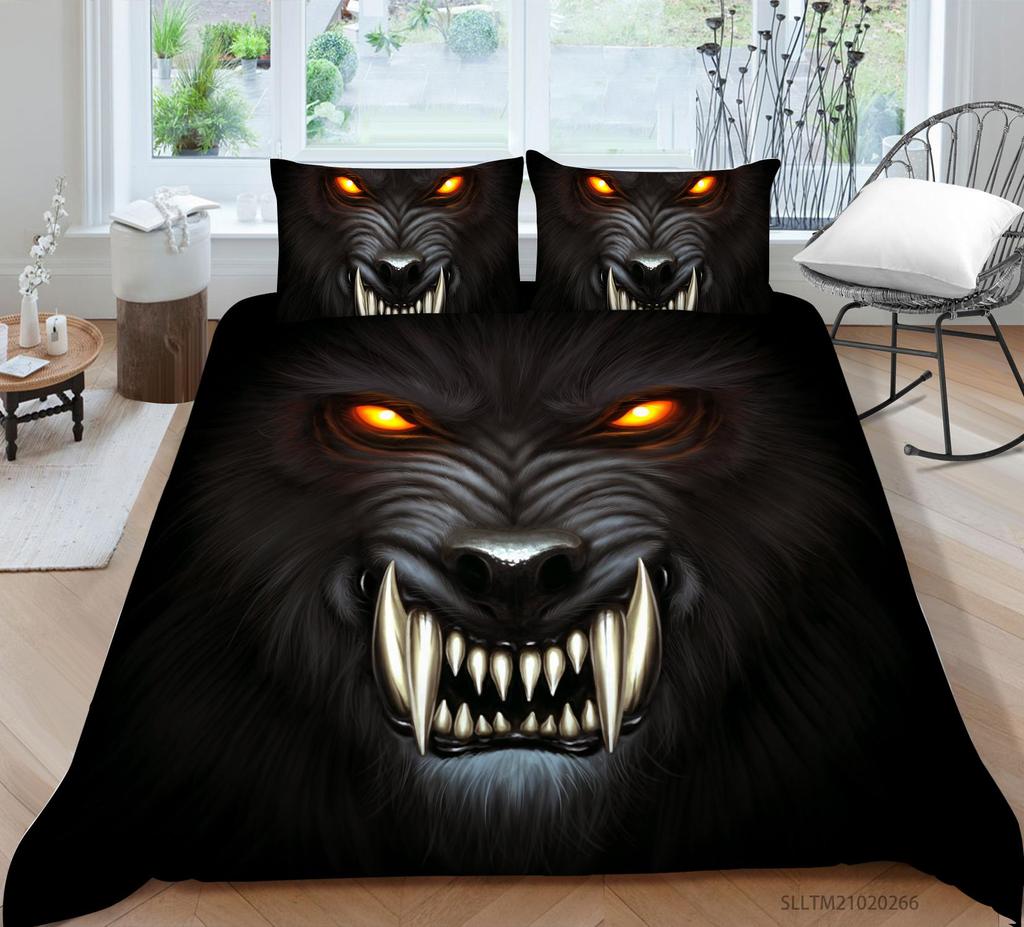 3D Black Skull Head Pattern Bedding Single Double Bed Full Size Special Skull Head Print Pillowcase and Quilt Cover 2 or 3 Comfortable Home Decoration