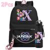 2Pcs/set 26 English Letter K-pop Printed Backpack with 750Ml Water Bottler for Teenager Girl Boy Bookbag Kid Gift Large Capacity waterproof Travel Bag