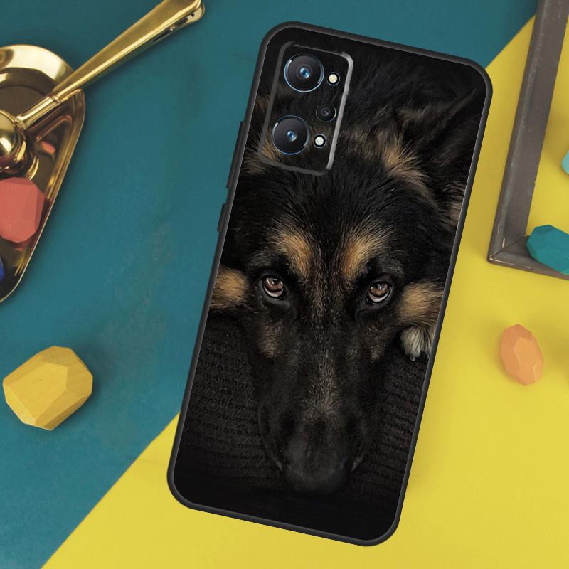 Cartoon German Shepherd Dog Case For Realme C53 C55 C67 C61 C75 C51 C21Y C25S GT 6 6T 5 GT7 Pro 10 11 12 13 14 Pro Plus