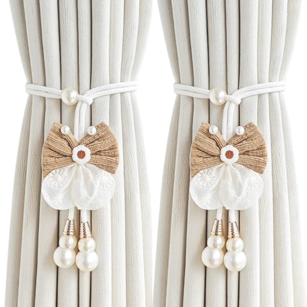2PCS Romantic Window Curtain Tieback Adjustable Pearl Curtain Buckle Curtain Binding  Living Room