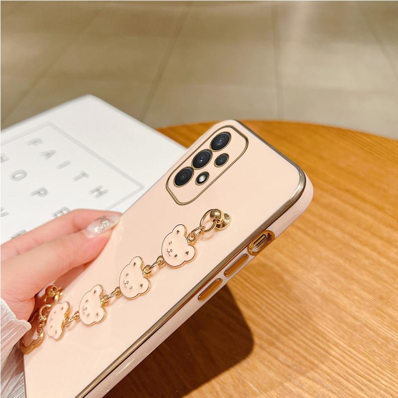 Силиконовый чехол для телефона с держателем браслета «Медведь» для Samsung Galaxy A53 A73 A33 A52 A52s A72 A32 4G 5G A51 A71 A12 A31 A21S Fe, защитный чехол