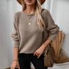 Autumn Winter Vintage Loose Long Sleeve Top Solid Color Cardigan Knitwear O-Neck Sweater