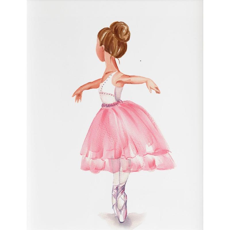 Акварельный постер «Балерина» Красивая девушка танцует балет Холст Живопись Принт Настенное искусство Картина для комнаты девочки Домашний декор Фреска