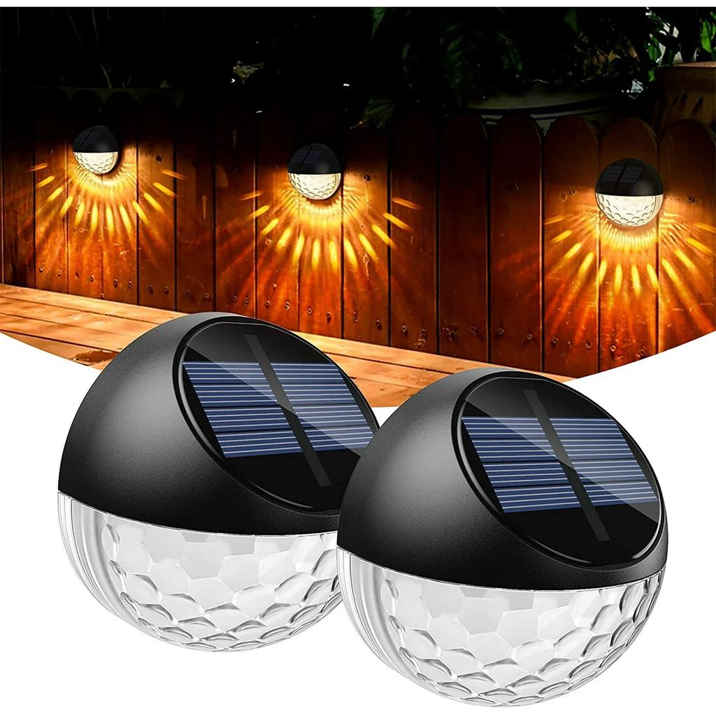 Solar Outdoor Fence Light Auto LED Wall Light IP65 Warm 2/4/8 Pack