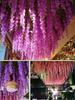 10 Artificial Wisteria Flowers Vines Silk Flowers Hanging Wreaths Wedding Party Home Decoration Green Wall Ceiling Flower Decor