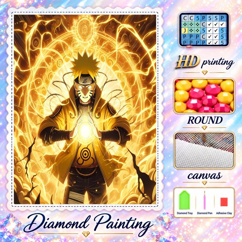 Naruto Uzumaki Diamond Painting Kit 5D Full Drill DIY Diamond Mosaic Wall Art Home Decor
