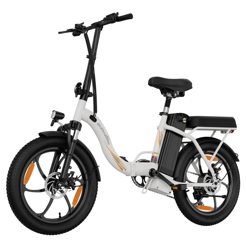 ZAZAWORK 20-inch Folding Electric Bike 250W 47Nm Motor 48V 16Ah Battery 25km/h Speed 100km Range 7 Speeds Spring Suspension Disc Brakes