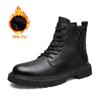 Fashion Genuine Leather Men Ankle Boots Black High Top Men Boots 2025 Winter Warm Outdoor  Boot Punk Style Man Motorcycle Boots