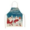 Linen Santa Kitchen Apron Christmas Snowman Unisex Dinner Party Cooking Bib Christmas Tree Apron Cleaning Apron