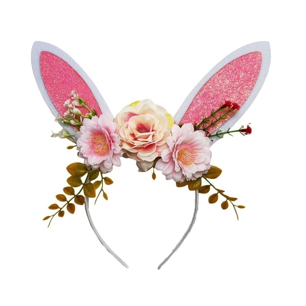 Colorful Bunny Ears Hair Hoop Floral Cosplay Headbands Funny Happy Easter Headdress  Holiday Decor