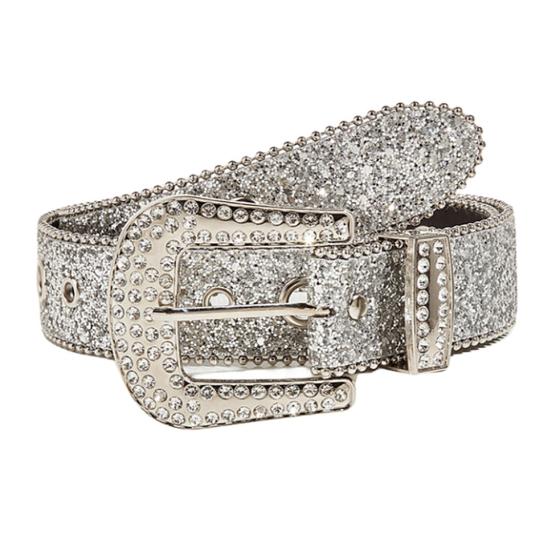 Женский джинсовый ремень с блестящими стразами и несколькими отверстиями, регулируемая длина пояса со сверкающей пряжкой, широкий пояс из сплава