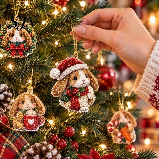 Рождественские поделки, веселье, DIY, искусство из страз, Адвент-календарь 2026, Сделайте 24 подвесных украшения-обратный отсчет в виде животных из искусственных бриллиантов, Праздничный жемчуг