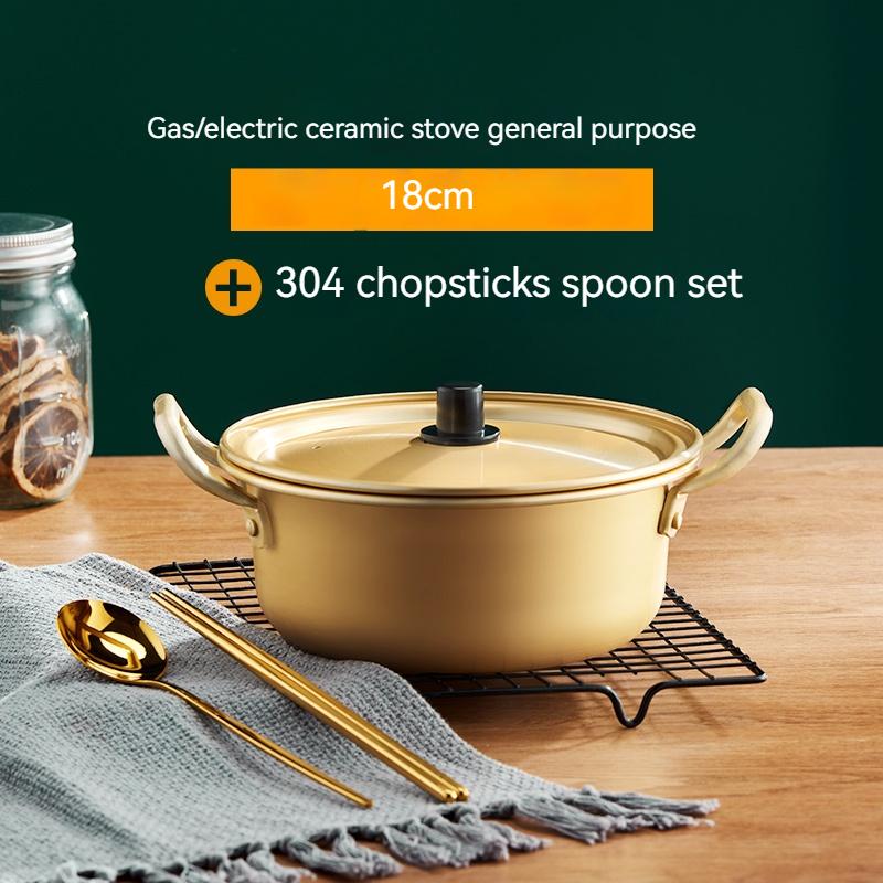 Мини Военный Горшок для Лапши Посуда Рамен Кемпинг Горшок Двойные Ручки С Крышкой Кастрюля для Бульона Горшок для Рамен Быстрого Приготовления Хотпот Корейский