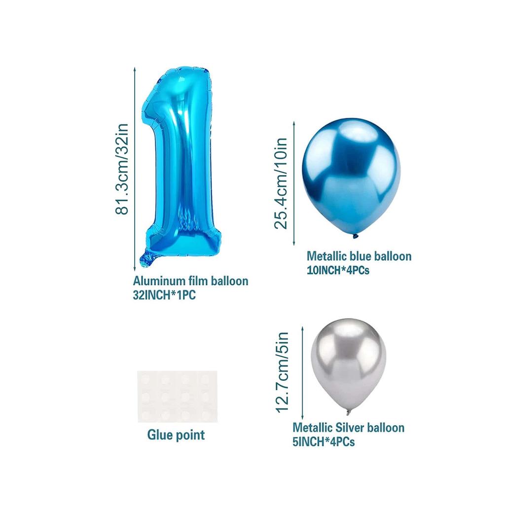 Синий воздушный шар с номером, фольгированные шары для мальчика, маленький принц, украшения для вечеринки в честь 1-го дня рождения, детский юбилей 2 лет