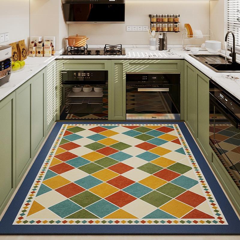 Кухонный коврик ПВХ Водонепроницаемый Зеленый Кожаный Ковер Нескользящий Маслостойкий Специальные Коврики Ковер для Большой Площади Легко Чистить Альфомбра