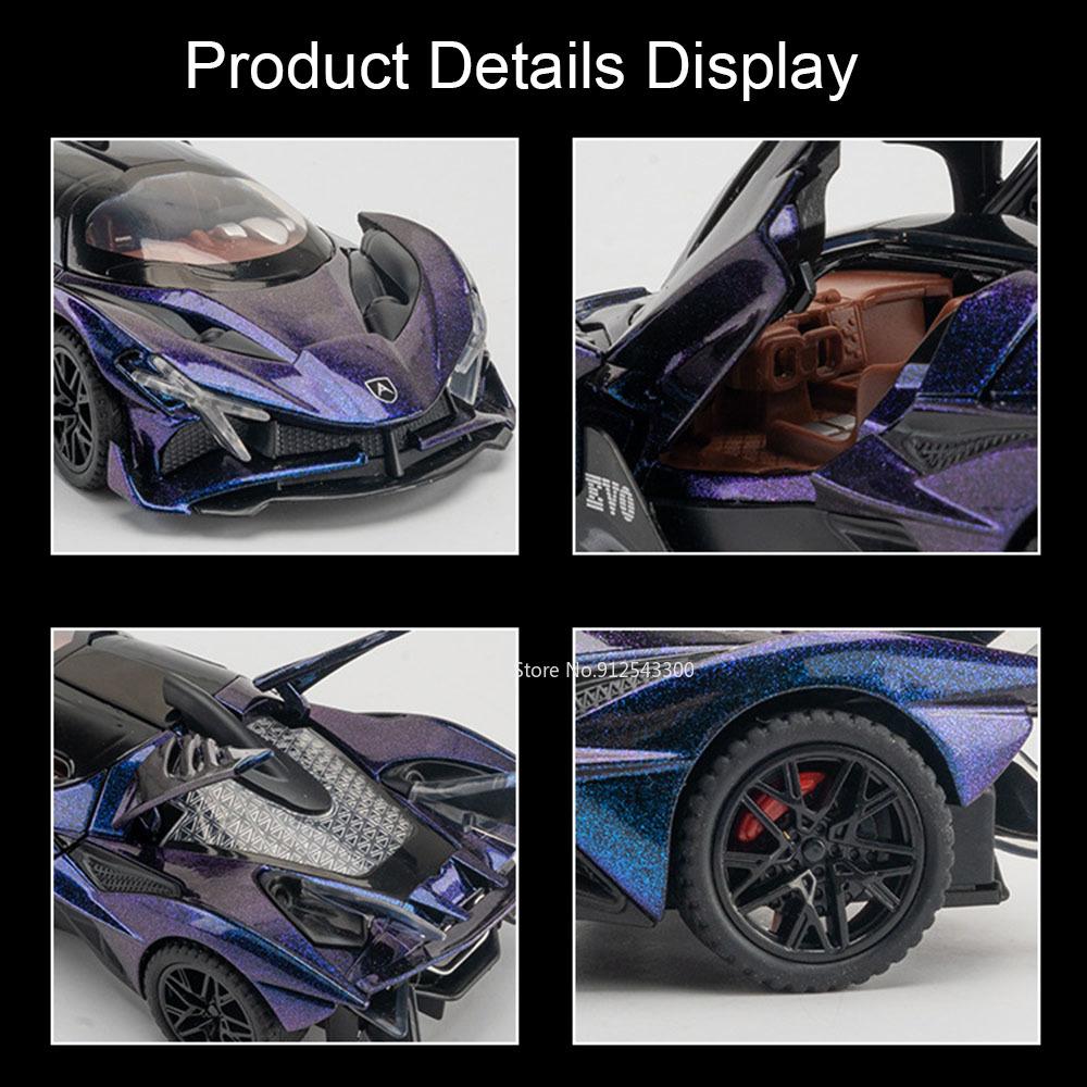 1:32 Scale Apollo EVO Toy Car Model Alloy Diecasts Sound Light Doors Opened Vehicle Models for Children's Interactive Toys