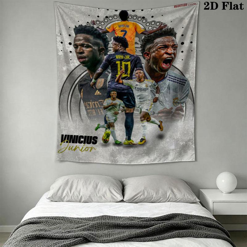 Vinicius Jr. Power  Wall Hanging Printed Fabric Blanket Decorative Tapestries for Bedroom Living Room Home Decor