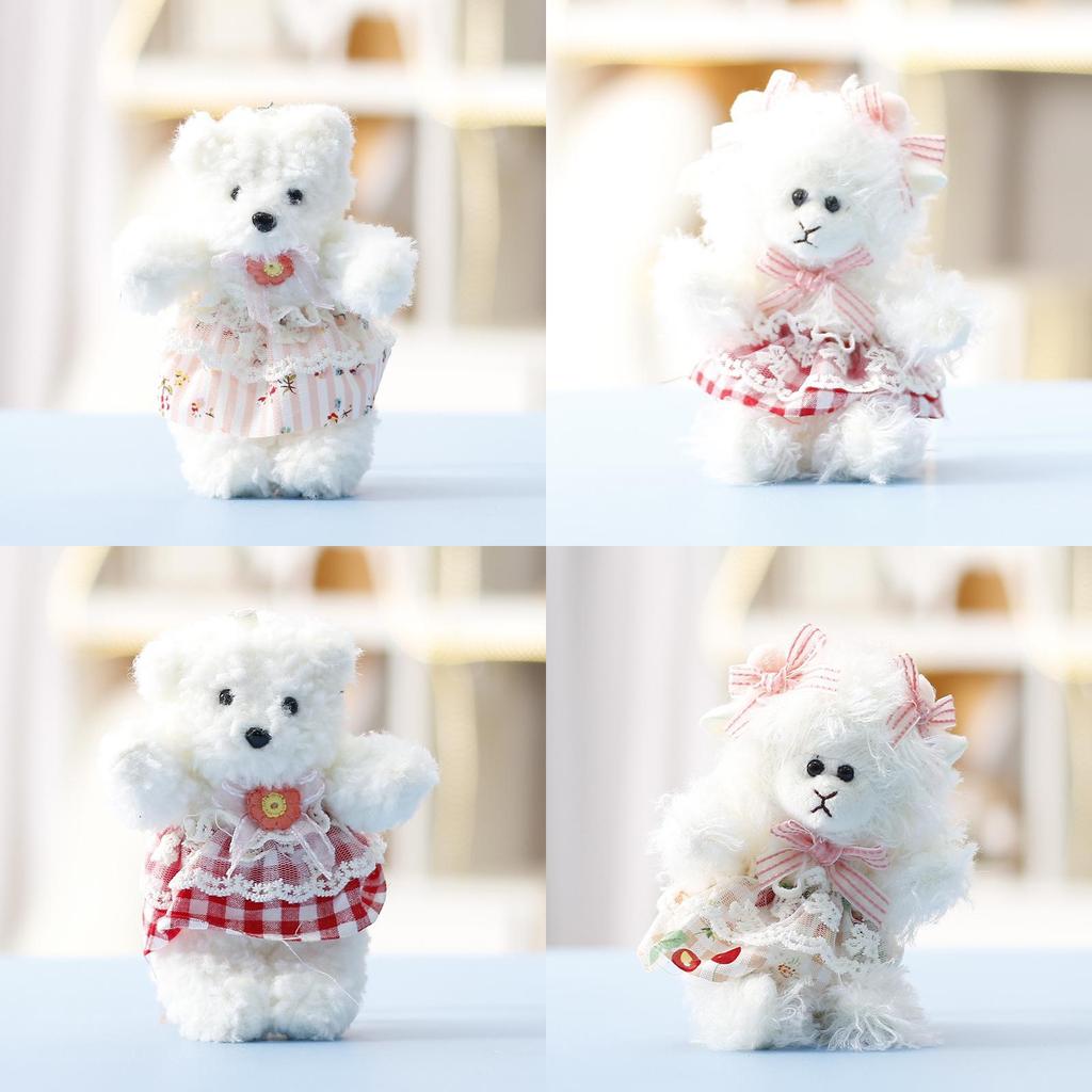 Soft Plush Bear Figurine With Blossom Pattern For Girls Gift And Decor