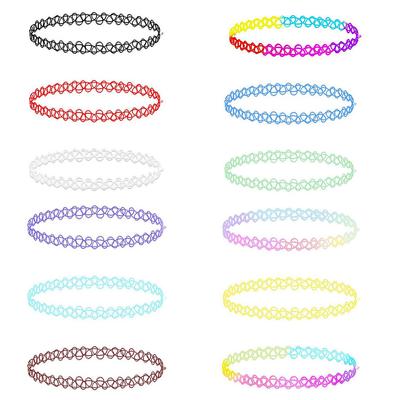 12 шт./уп. Радужные чокеры Ожерелье Ретро Винтажные Ожерелья Легкие Портативные Девушки Панк Изысканные Эластичные Воротники