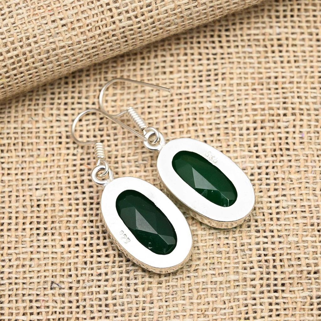 Ювелирные изделия из серебра 925 пробы с ограненным зеленым ониксом и драгоценным камнем ручной работы