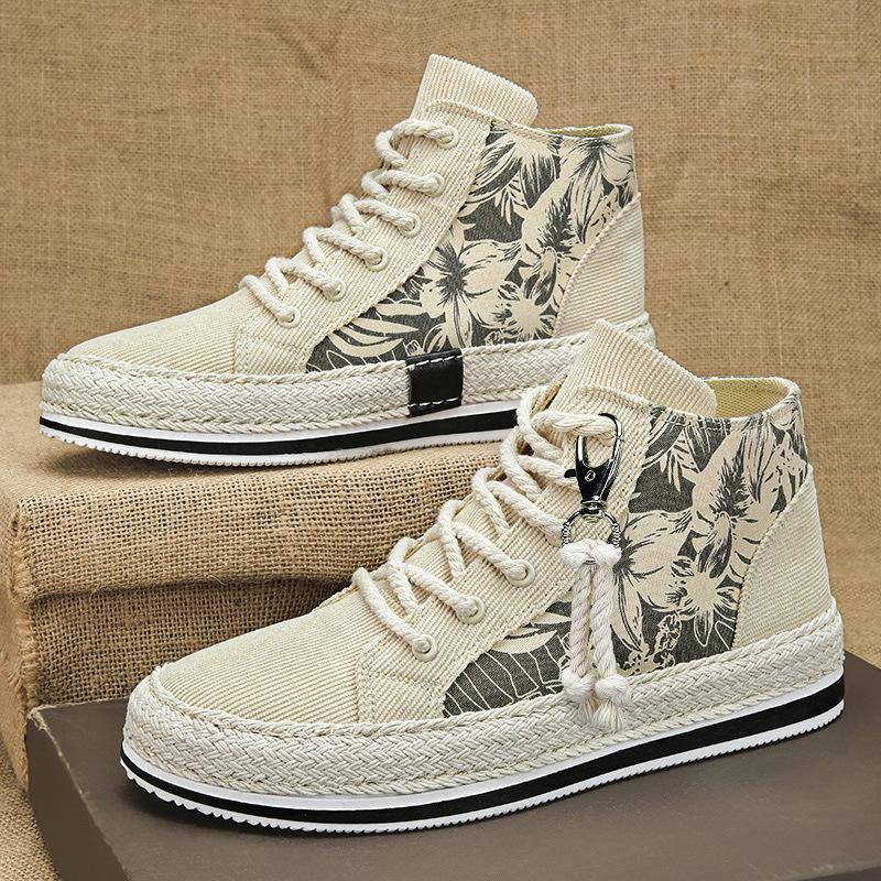 2025 новые соломенные высокие туфли для доски, вельветовые повседневные туфли, мужская обувь, корейская версия студенческих туфель на все времена