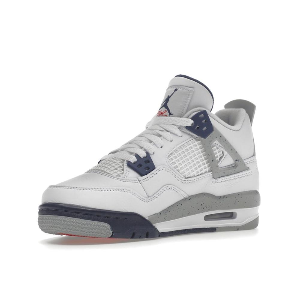 Air Jordan 4 Retro GS Midnight Navy Kids Sneakers White Light-Smoke-Grey Fire-Red 408452-140