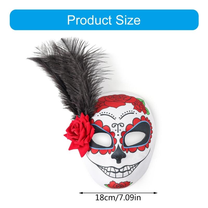 Sugar Skulls Mask Mexicans Masquerade Mask Day of the Dead Mask with Flower Halloween Mask Party Mask Full Face Mask