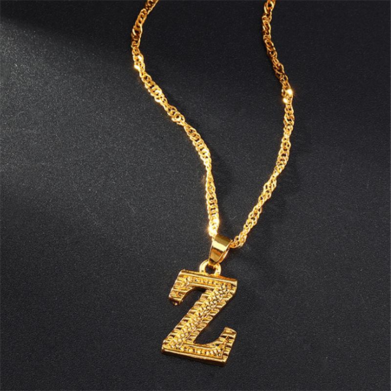 26 Букв Позолоченная Подвеска Ожерелье Аксессуары Ожерелье с Инициалом для Женщин Изящная Золотая Подвеска с Буквами от A до Z