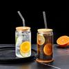 Многофункциональная стеклянная чашка с бамбуковой крышкой, 16 унций, из высокоборосиликатного стекла, термостойкое стекло, чашка для молочного чая, чашка для напитков