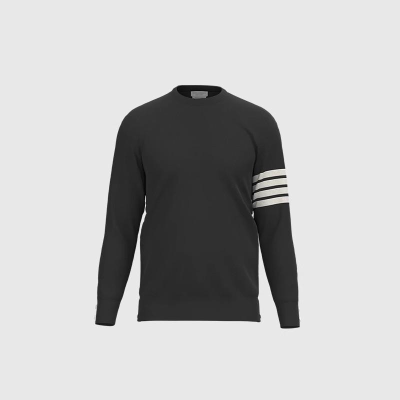 TB [Official Authentic] Solid Color Sweater Round Neck Four Bar Knitted Sweater Hoodie Loose Men's and Women's Couple Style